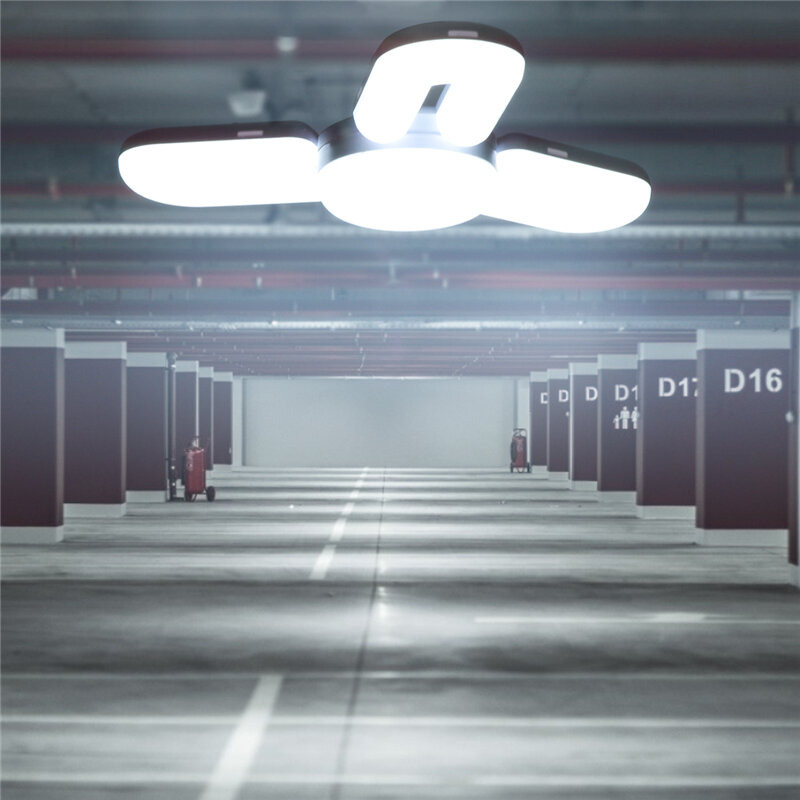 E27 LED Garage Light Deformable Basement Warehouse Ceiling Lamp 6500K