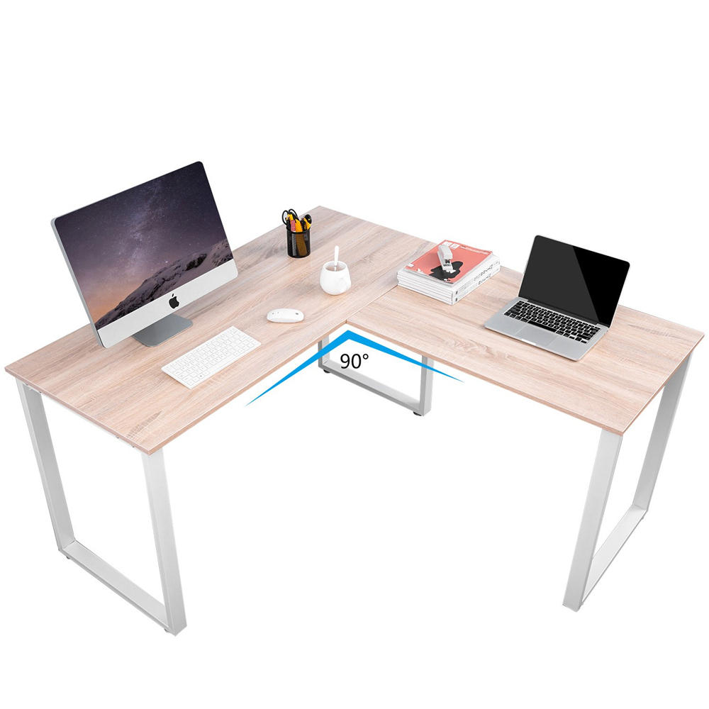 Merax 59 Inch L Shaped Office Desk With Metal Legs Corner Computer
