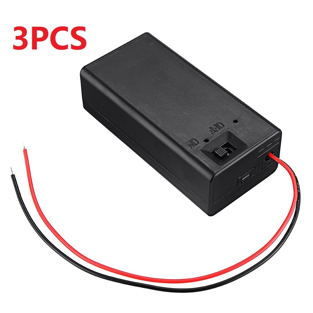 3PCS 9V-6F22 Batterijoplaaddoos Volledig verzegelde batterijhouder met schakelaar voor 9V-batterij