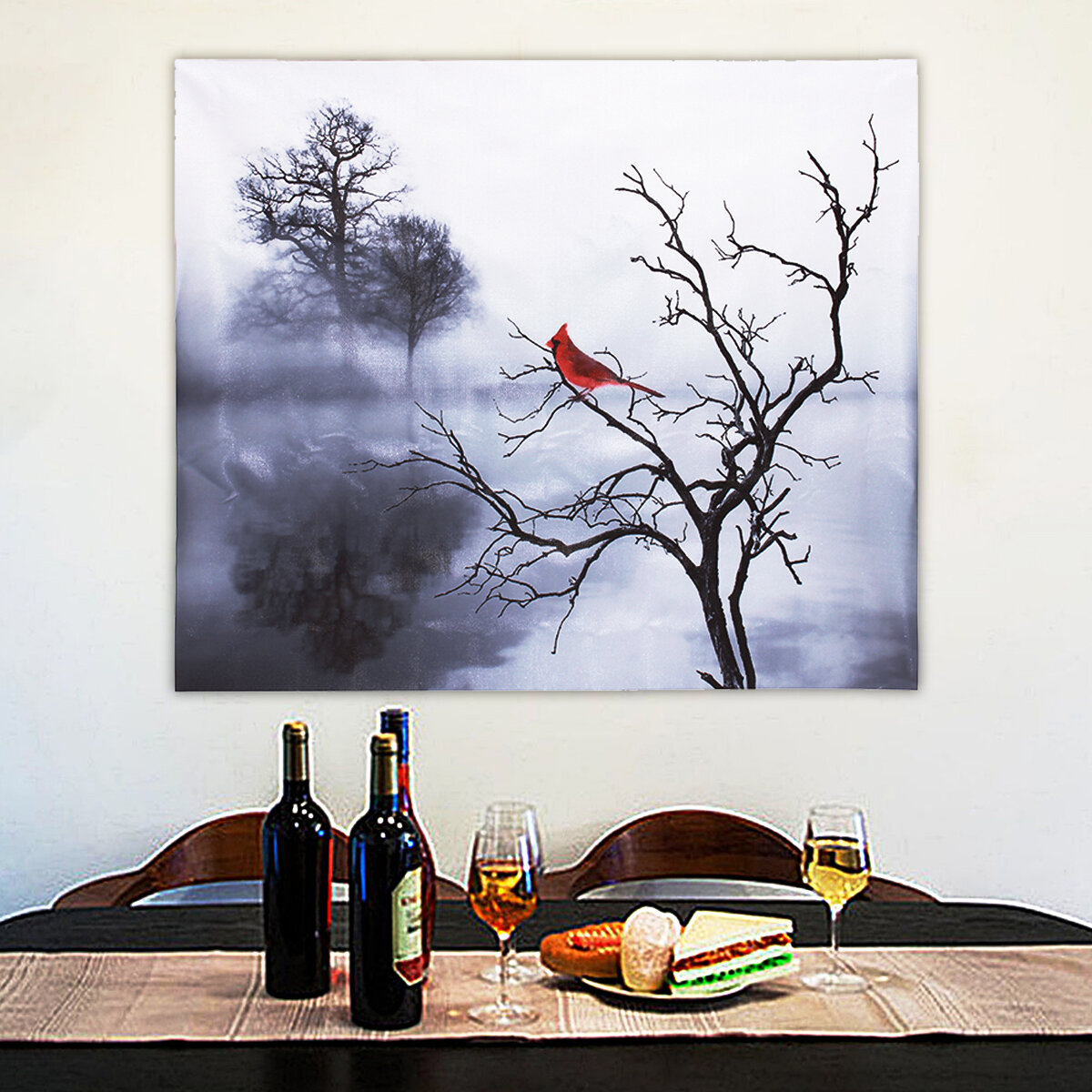 Modern Red Bird Tree Canvas Oil Printed Paintings Home Wall Art