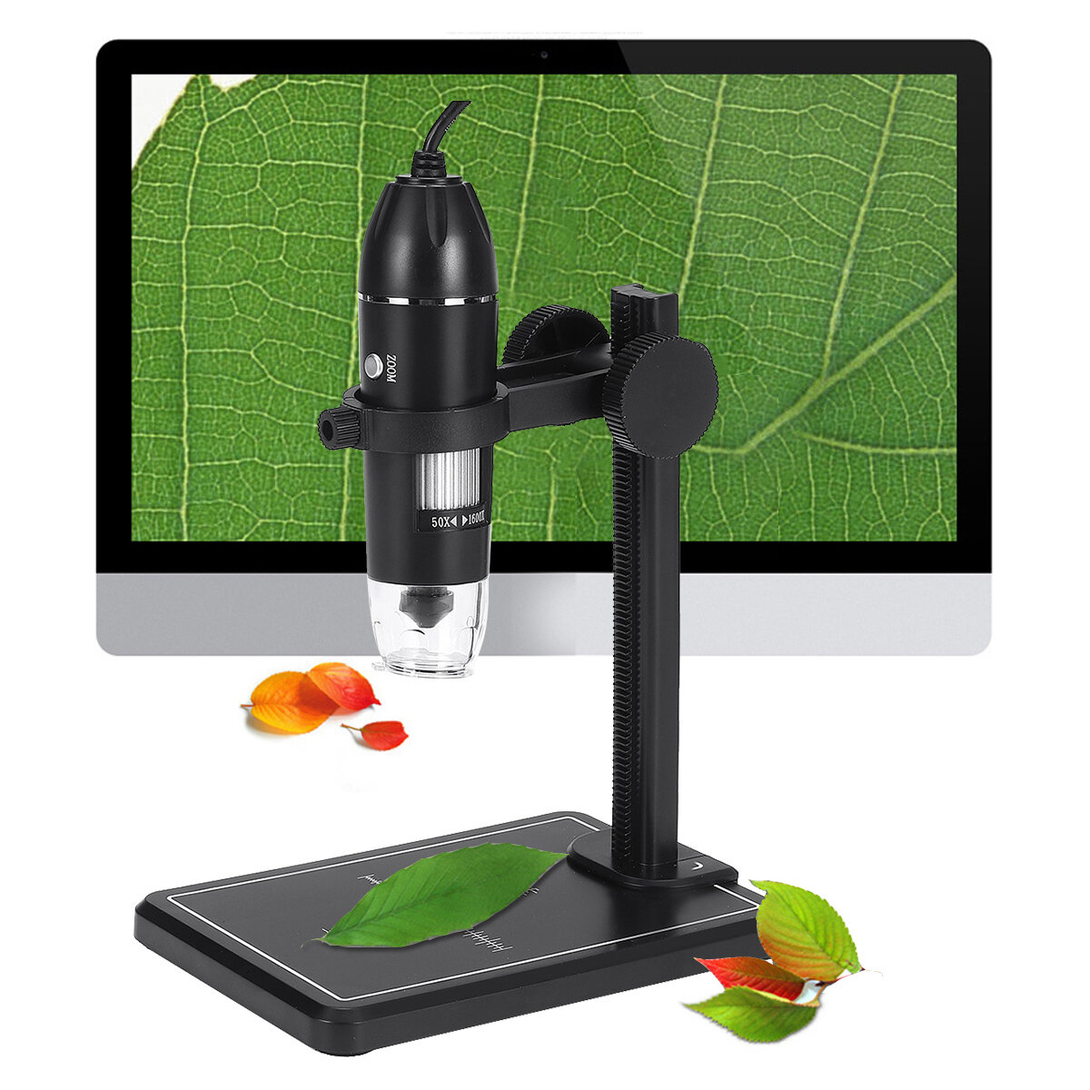 Картинка для 1600X 8LED 2MP USB цифровой микроскоп, лупа для бороскопа камера + подставка-держатель