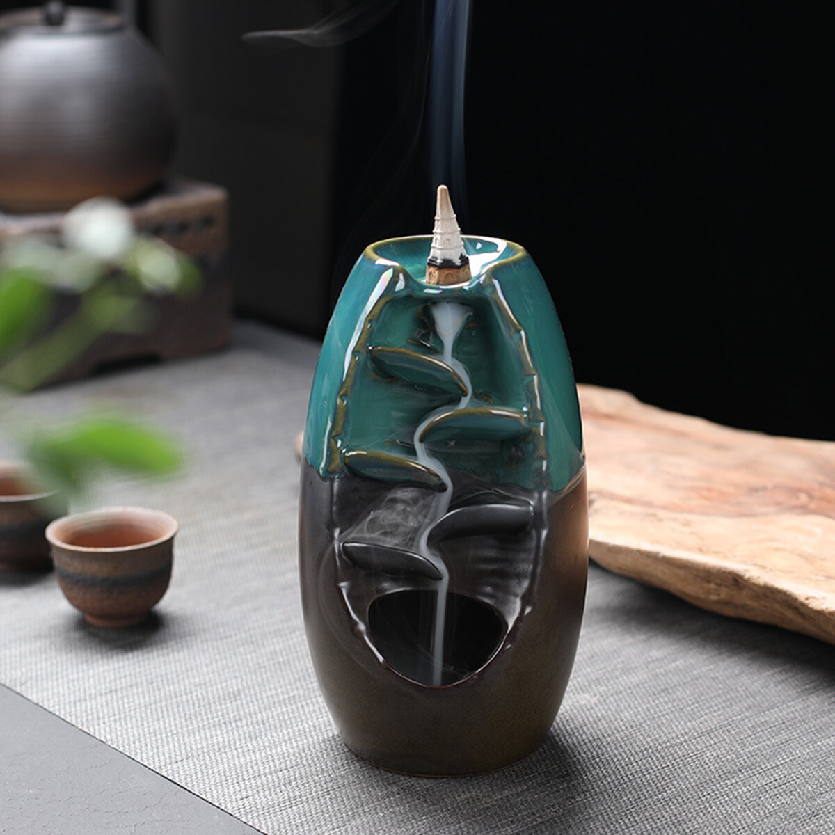 Porcelain Backflow Ceramic Cone Incense Burner Holder Buddhist Censer