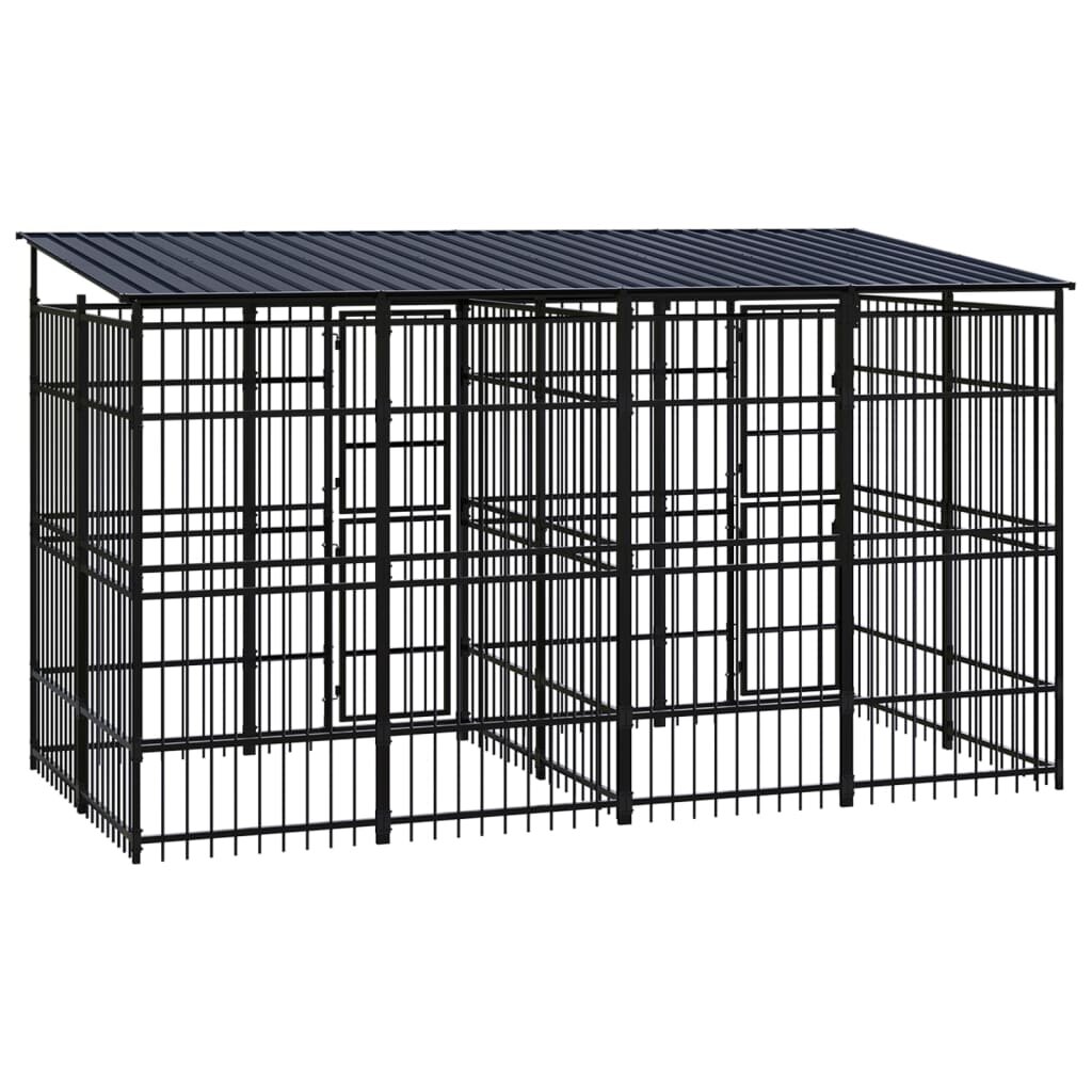 

Outdoor Dog Kennel with Roof Steel 79.3 ft²