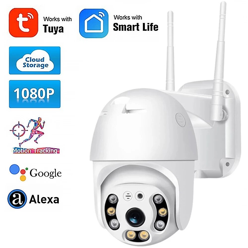 Tuya Smart Life S2-Q03 HD 1080P 2MP PTZ Wi-Fi Camera IP66 Waterdicht Nachtzicht Werken met Alexa Goo