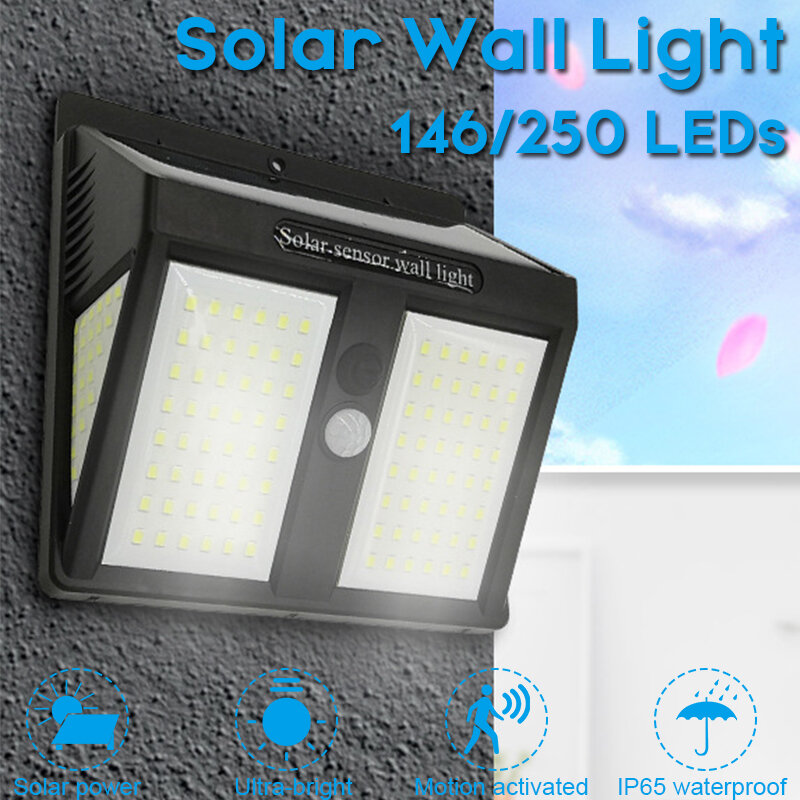 146/250 LED Solar Light Draadloze waterdichte bewegingssensor Outdoor Garden Security Solar Lights