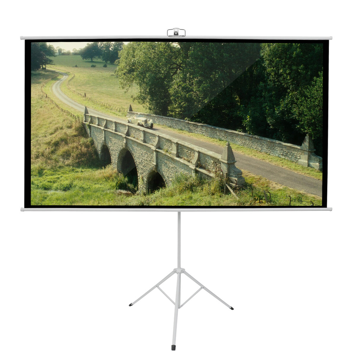 100-inch 16:9/4:3 Projector Screen with Tripod Stand Glass Fiber HD Projection Screen for Home Offic
