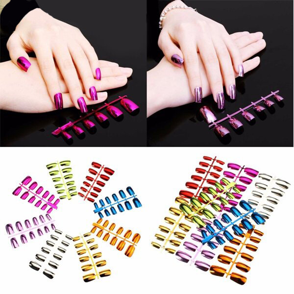 Colorful Metallic Metal Color Nail Art Deocoration Tips 6 Sizes