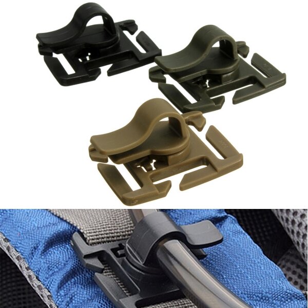 Rotatable Drinking Hose Webbing Tube Clamp Clip Molle Hydration Bladder Trap