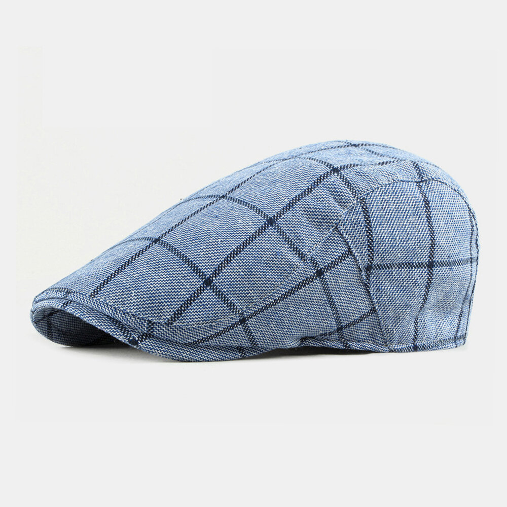 

Unisex Cotton British Style Plaids Pattern Casual Young Forward Hat Beret Hat