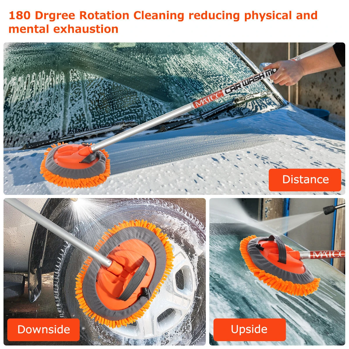 MATCC esfregão para lavar carros Ferramenta de limpeza ajustável Escova removível