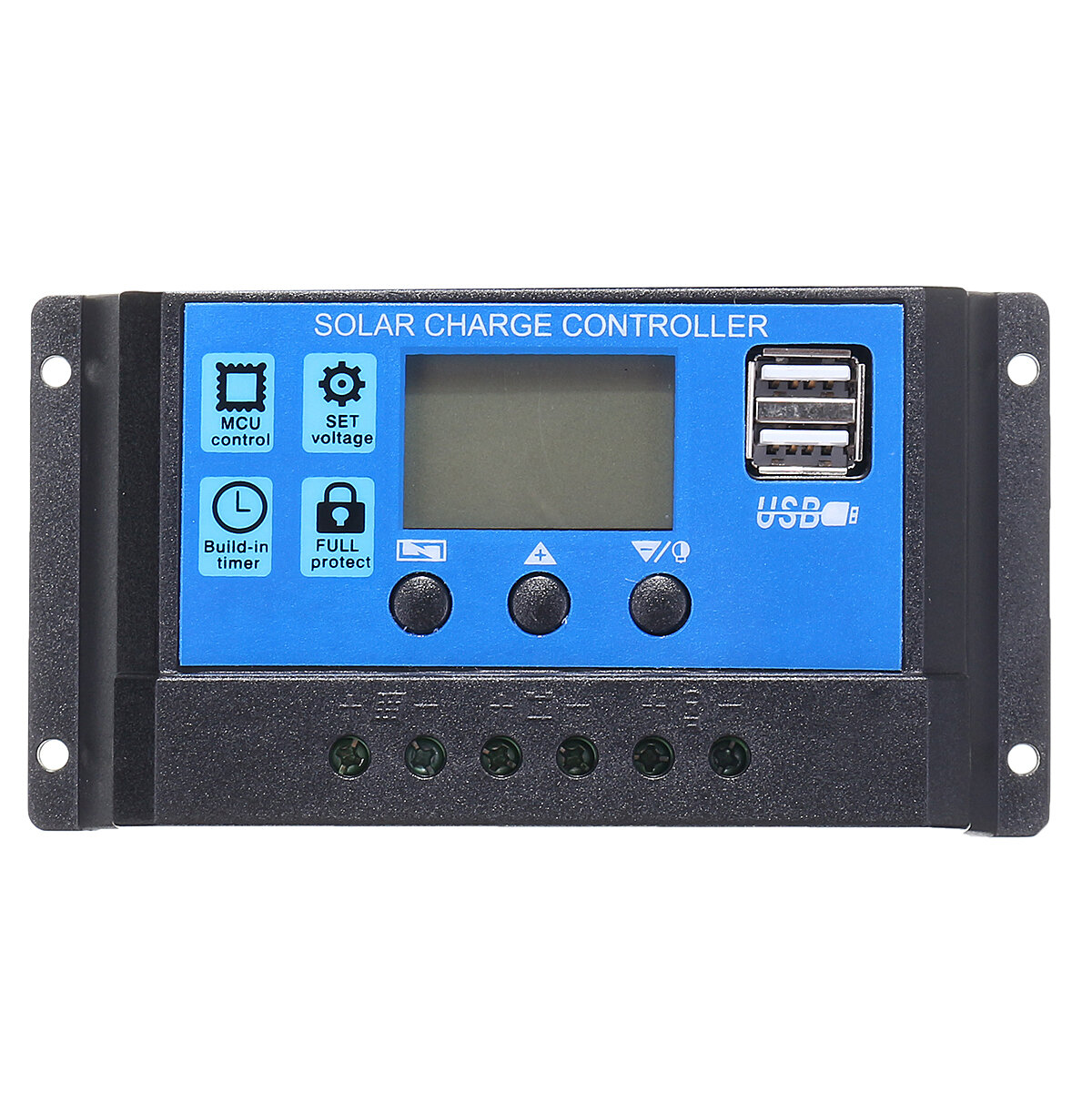 10/20/30A Dual USB Solar Panel Battery Regulator Charge Controller 12V 24V LCD 