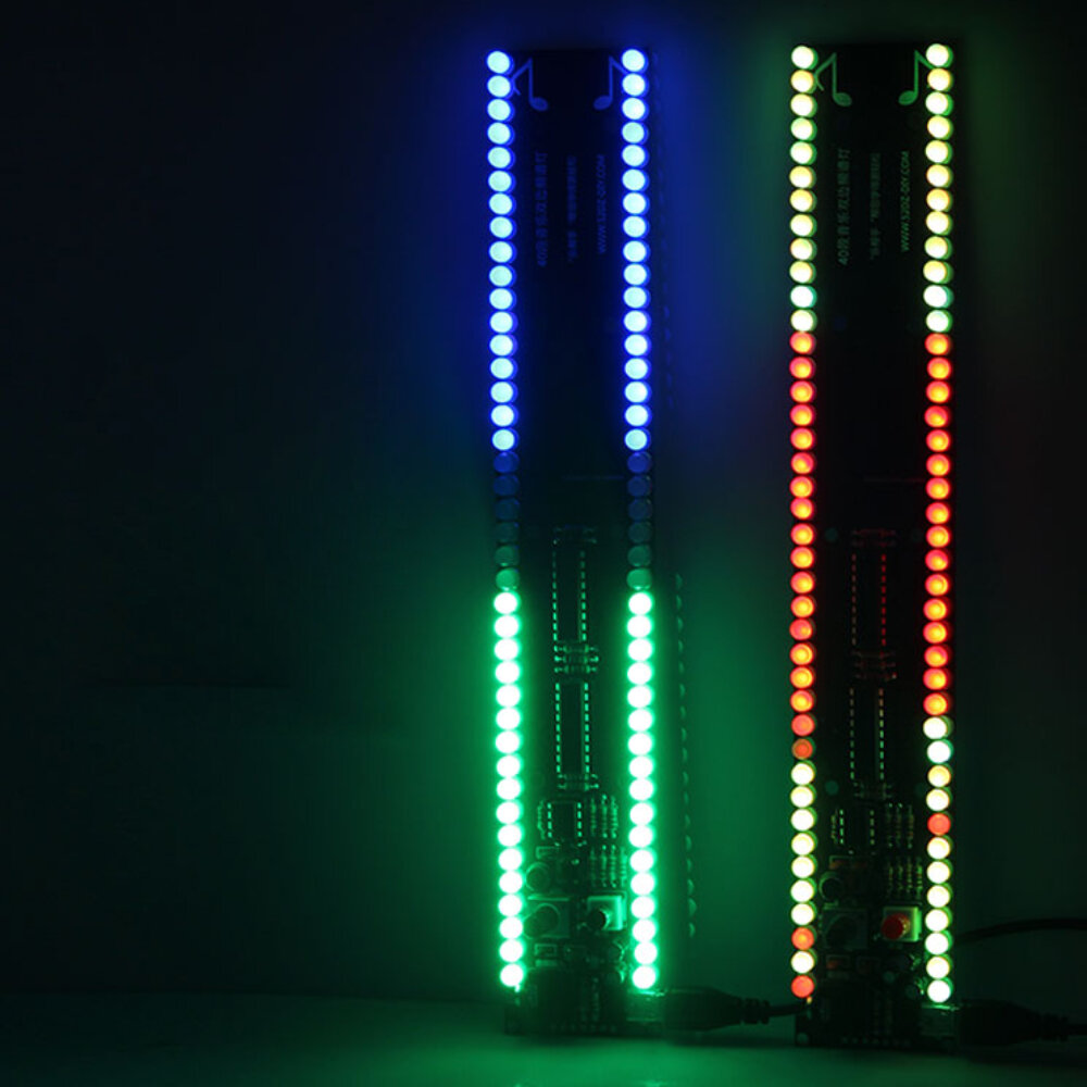 

40 Segment LED Music Spectrum Light DIY Electronic Kit Double Row Voice Control Rhythm Indicator Production Kit 245x40mm