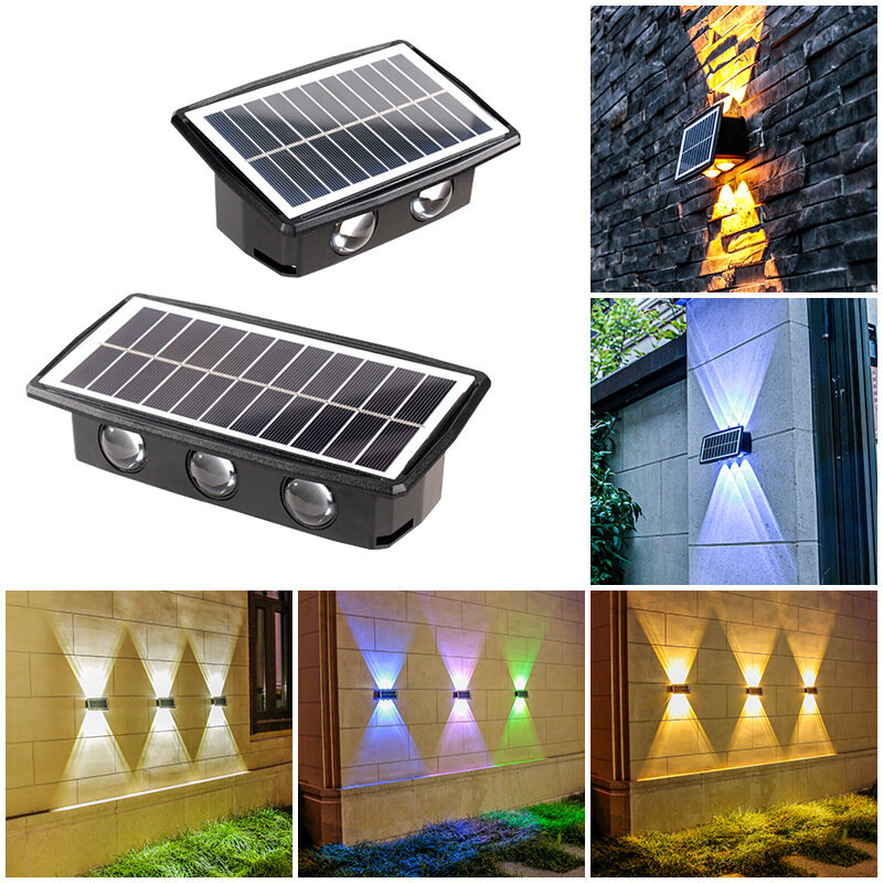 LED Solar Wandleuchte für den Außenbereich mit auf- und abwärts gerichtetem Licht für Haus, Veranda, Zaun, Treppe und Wände im Hinterhof.