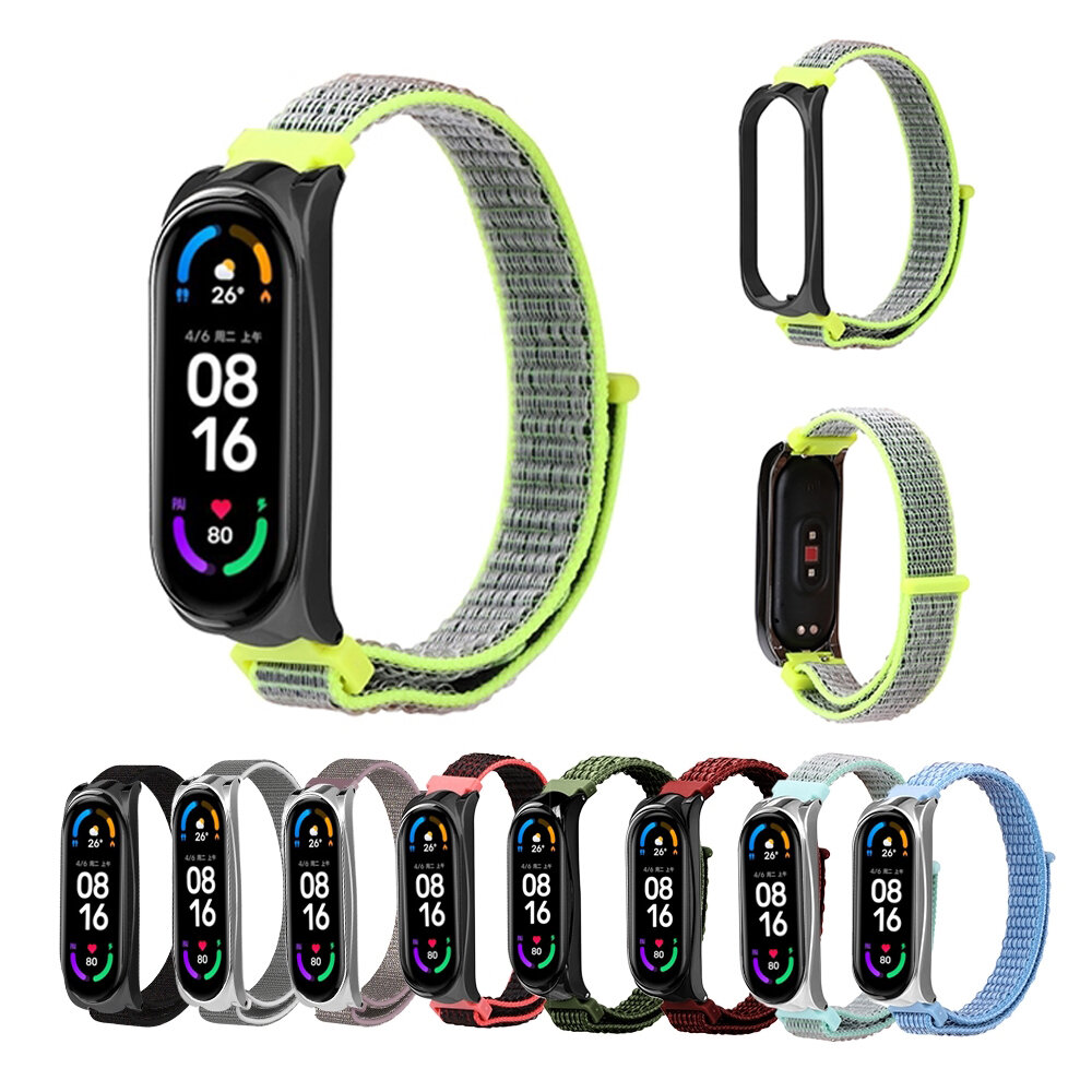 Bakeey comfortable sweatproof nylon canvas watch band strap replacement for xiaomi mi band 6 / mi band 5 non-original