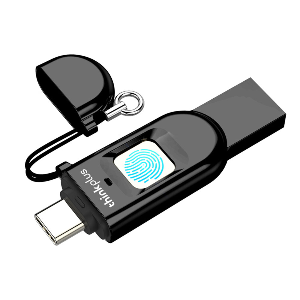 Lenovo Thinkplus 2 In 1 USB 3.0 Type-C Fingerprint USB Disk 32G 64G 128G 256G Pendrive Privacy Prote