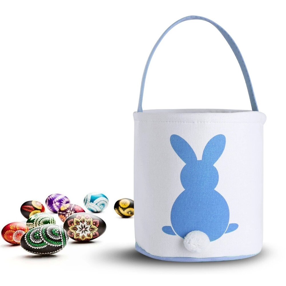 

Easter Buckets Bunny Tote Bag Rabbit Tail Egg Candy HandBag Home Festival Party Decoration Supplies Easter Gift Bags For