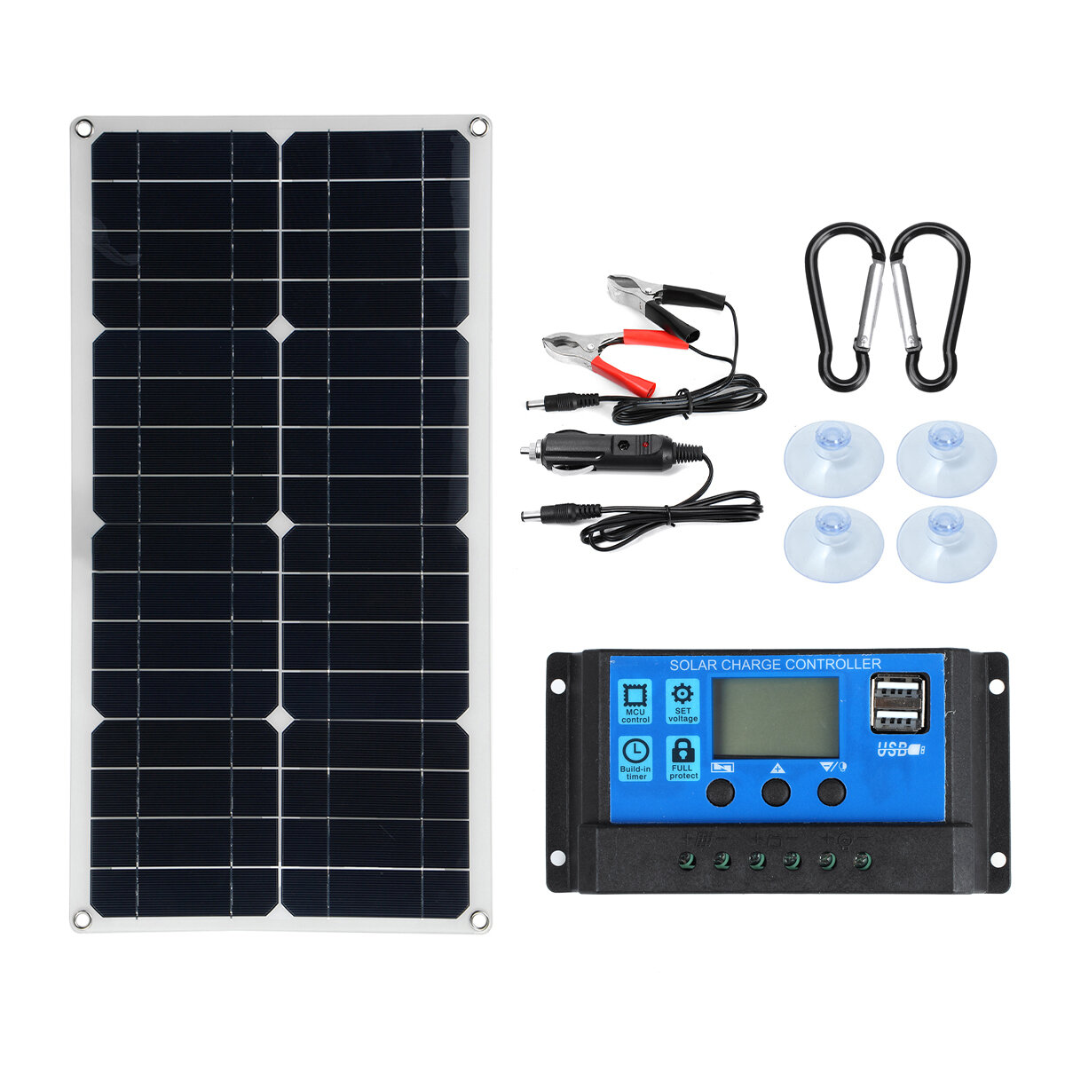 18V Semi-Flexible Solar Panel Kit Dual Battery Charger Solar Power Kit 10-100A LCD Controller For Caravan Van Boat