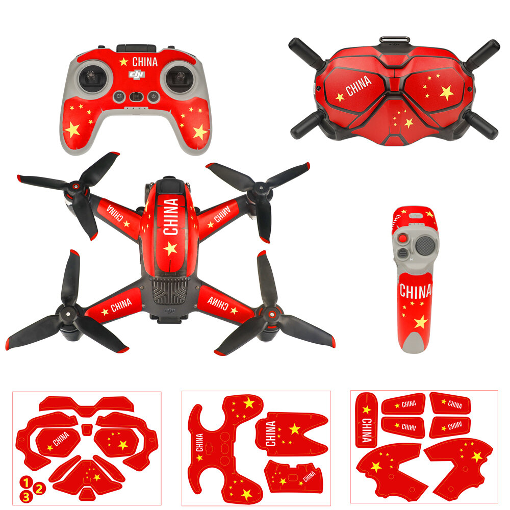 Chinese flag Sticker for DJI FPV Drone + Goggles + Remote Control