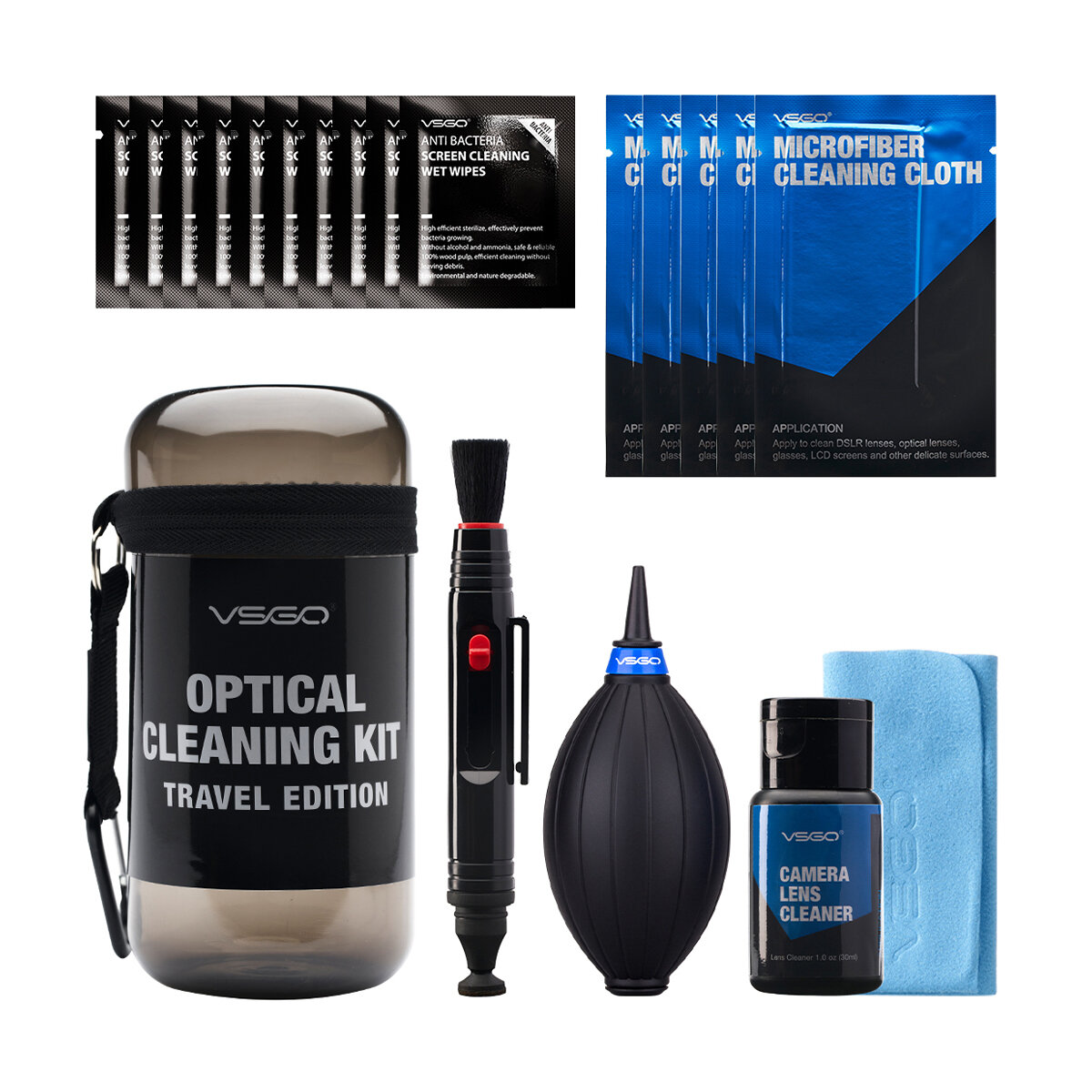 VSGO DKL-15 Portable Camera Lens Cleaning Kits 19 in 1 Optical Cleaning Travel Kit for Camera Mobile