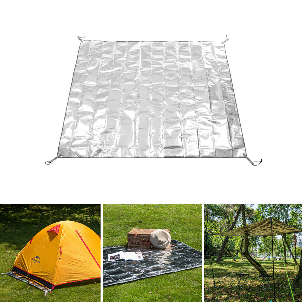 Naturehike 125/160/180x200cm Alfombra de picnic multifunción de 3 capas, impermeable, con lámina de aluminio, toldo para proteger del sol