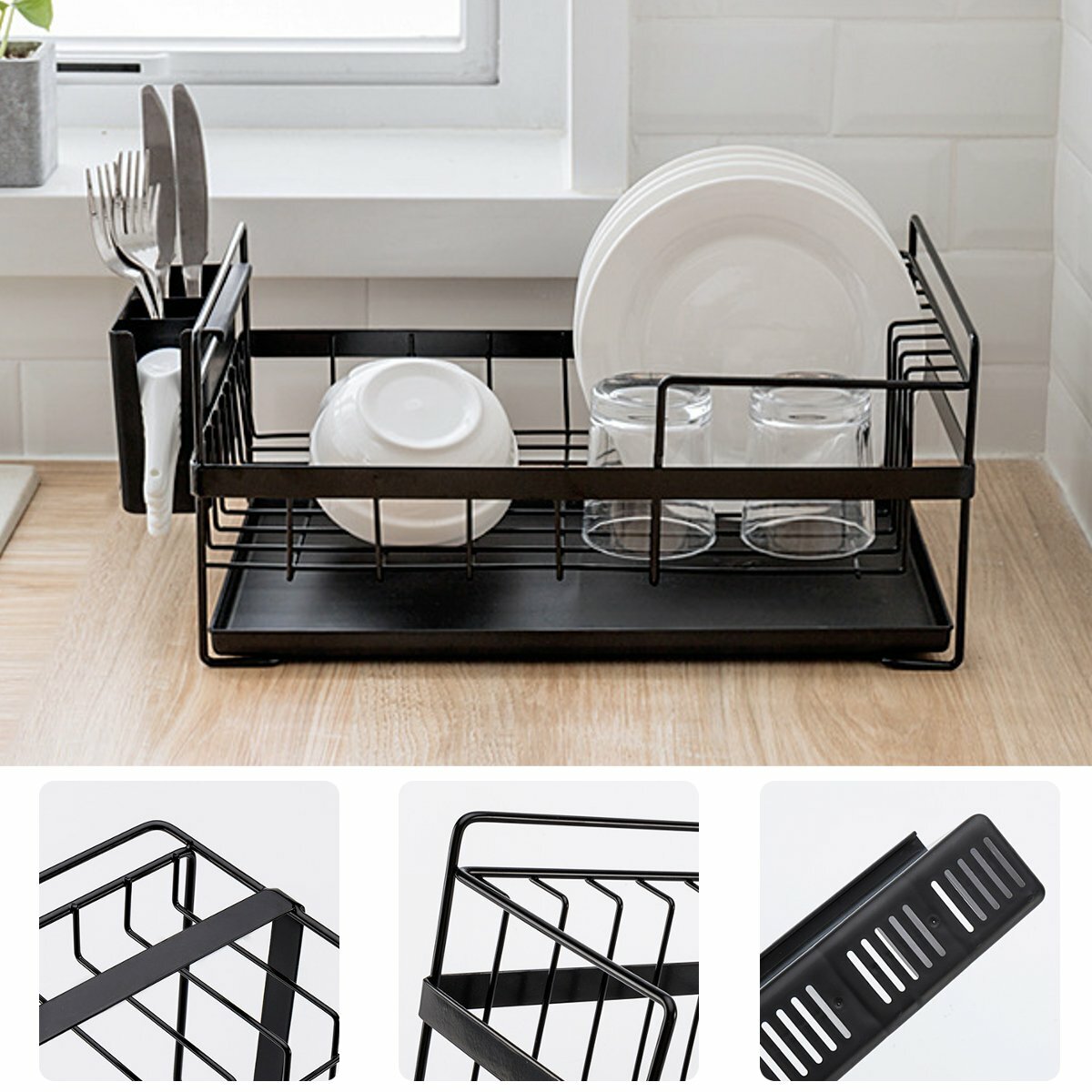 Multifunction Kitchen Storage Organizer Dish Drainer Drying Rack Iron Sink Holder Tray For Plate Cup Bowl Tableware Shelf Basket