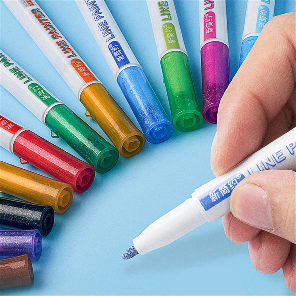 Undvigende Selskab faldskærm 8/12 Colors Art Double Line Pen Set Creative Dual Outline Pens Art Marker  Highlighters Pen DIY Painting Supplies Stationery Sale - Banggood USA