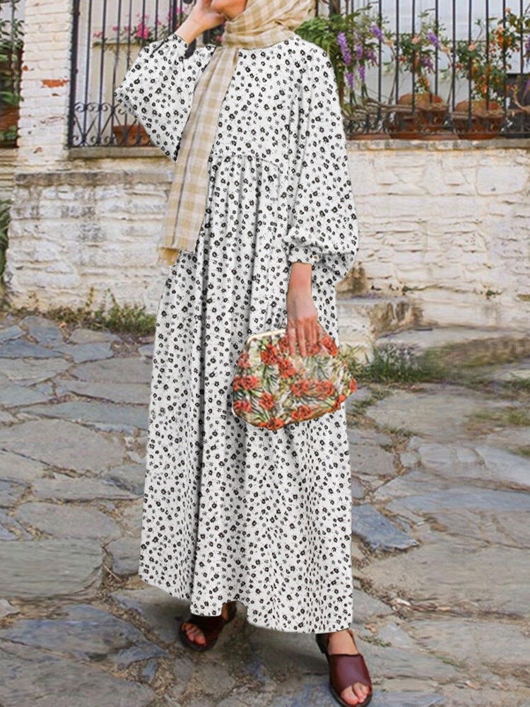 

Женская кафтан-туника с пышными рукавами и цветочным принтом в богемном стиле в стиле ретро Abaya Kaftan Maxi Платье