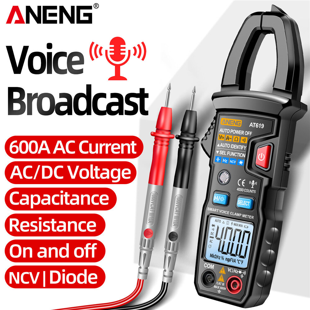 ANENG AT619 Digitale Voice Broadcast Multimeter Klem Professionele AC/DC Stroomtang Ampèremeter Stro