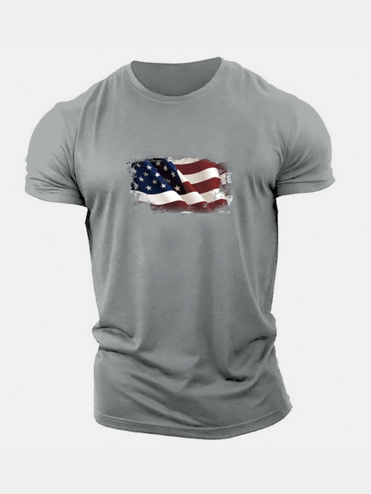 Men National Flag Print Breathable Graceful Leisure All Matched T-Shirts