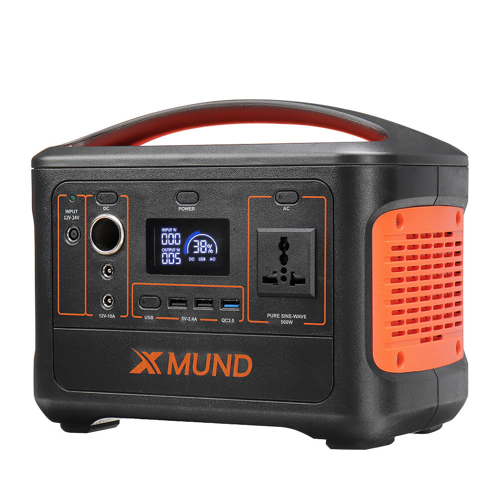 XMUND XD-PS10 500 W (Peak 1000 W) Camping-Stromerzeuger 568WH 153600 mAh Power Bank LED Taschenlampen Notstromquelle für den Außenbereich