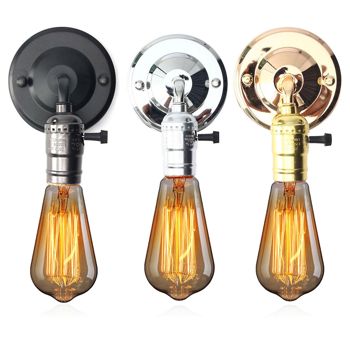 E27 Antieke Vintage Schakelaar Type Wall Light Sconce Lamp Bulb Socket Holder Fixture