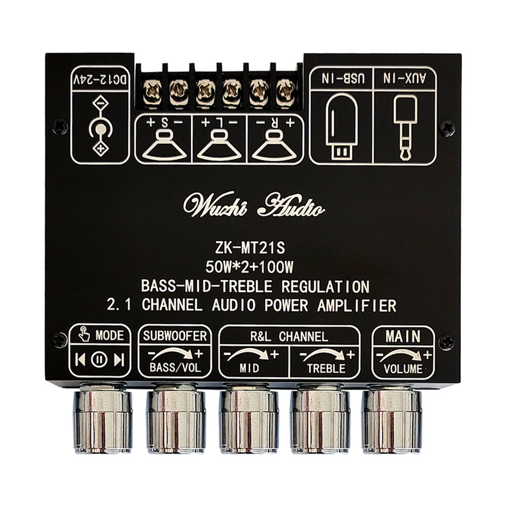 ZK-MT21S 2.1 Kanaals Bluetooth 5.1 Subwoofer Versterker Boord Module 50WX2 + 100W Power Audio Stereo