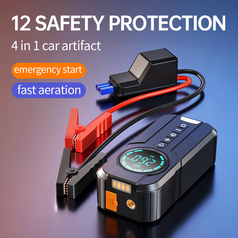 

2000A 16000mAh Car Jump Starter with Air Compressor Power Bank Portable Pump Wireless Inflation Emergency Battery Booste