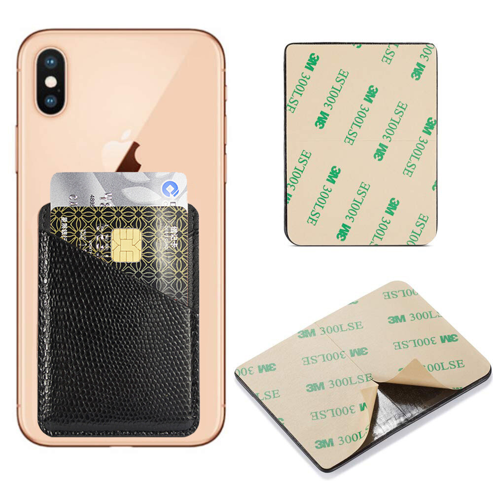 

Bakeey Business Stick On Phone Wallet 3M Adhesive Sticker Genuine Leather Cellphone Credit Card Holder Sleeve Pouch