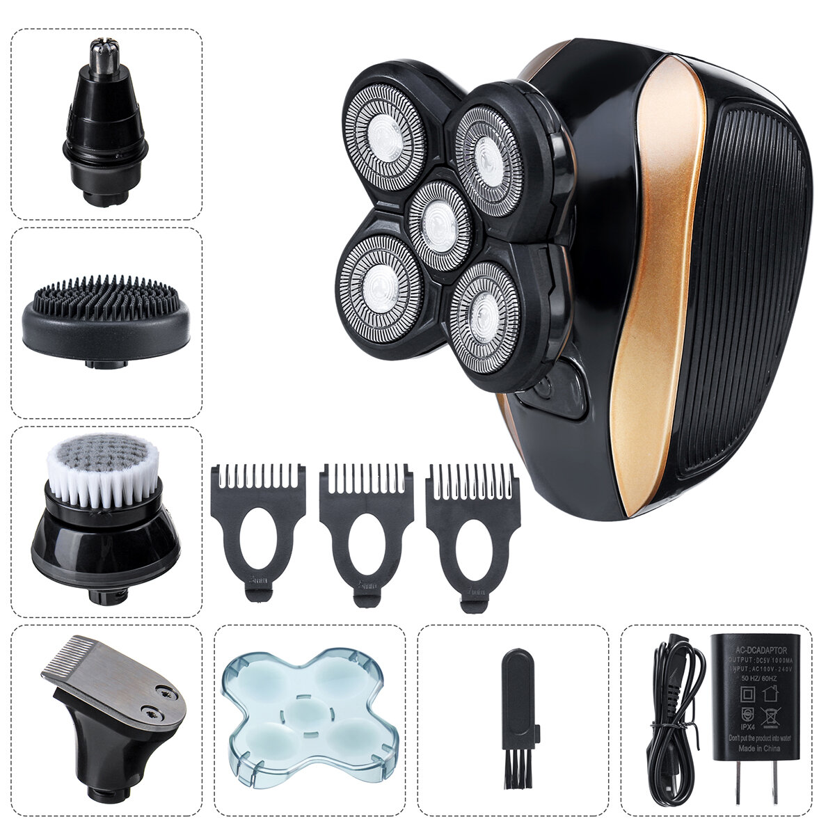 

5 In 1 5D Rechargeable Bald Head Shaver Razor Cordless Hair Clipper Trimmer Groomer Kit Haircut Machine
