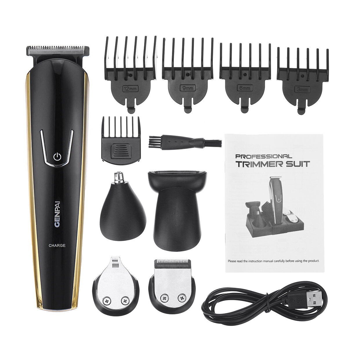 

9 IN 1 Electric Hair Clipper Nose Hair Trimmer Hair Cutting Machine Beard Barber Haircut Machine W/ 4 Limit Combs