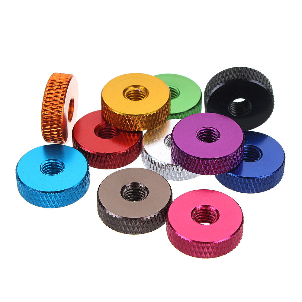 Suleve M5AN1 10Pcs M5 Manual Knurled Thumb Screw Nut Spacer Flat Washer Aluminum Alloy Multicolor