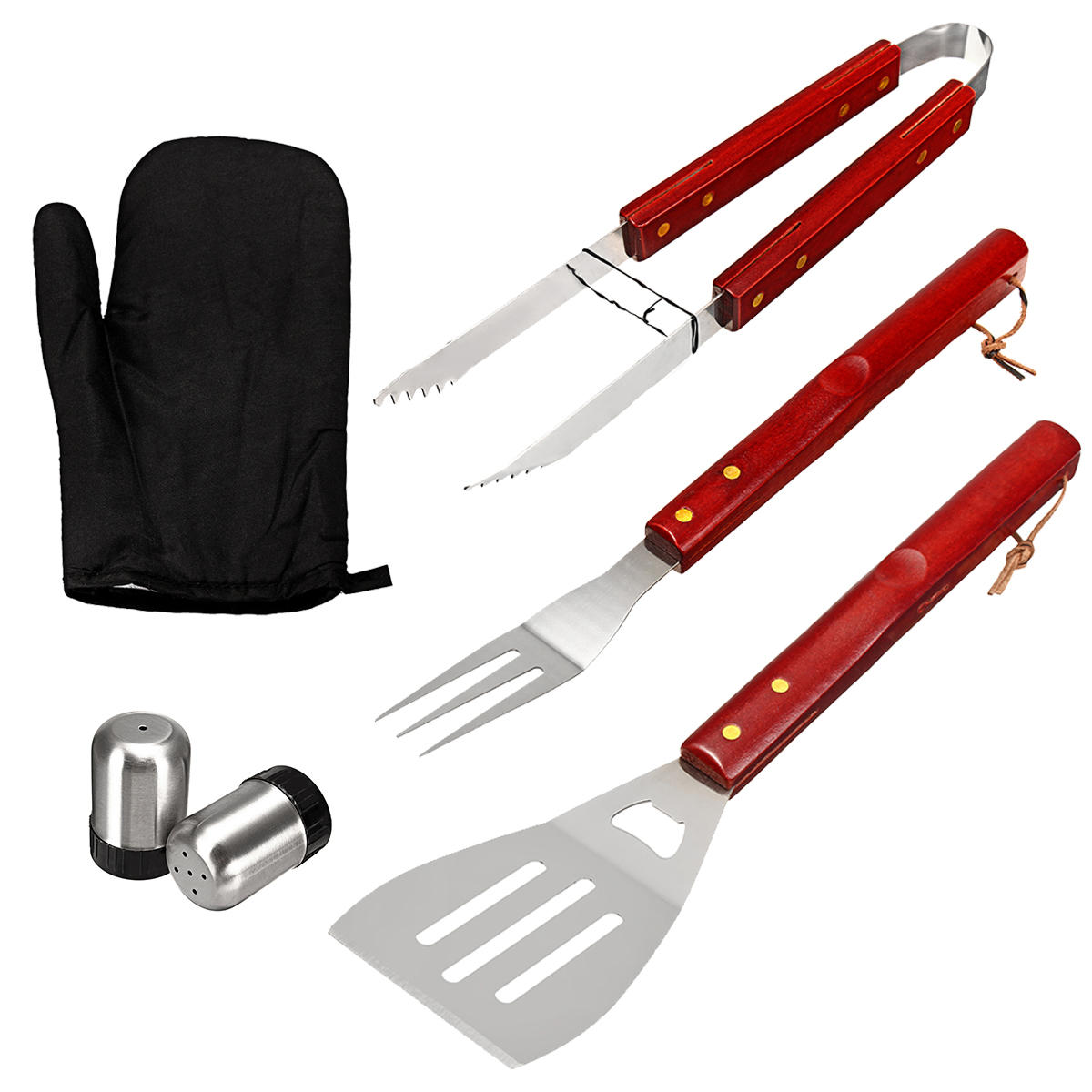 7Pcs BBQ Cooking Grill Set Stainless Steel Cooking Kits Utensil Apron Storage Bag Camping Picnic