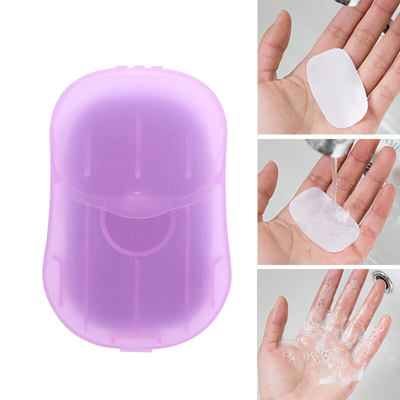 20 Pcs boxes Mini Disposable Soap Hand washing Paper Portable Camping Travel Washing Hands Fragrance Cleaning