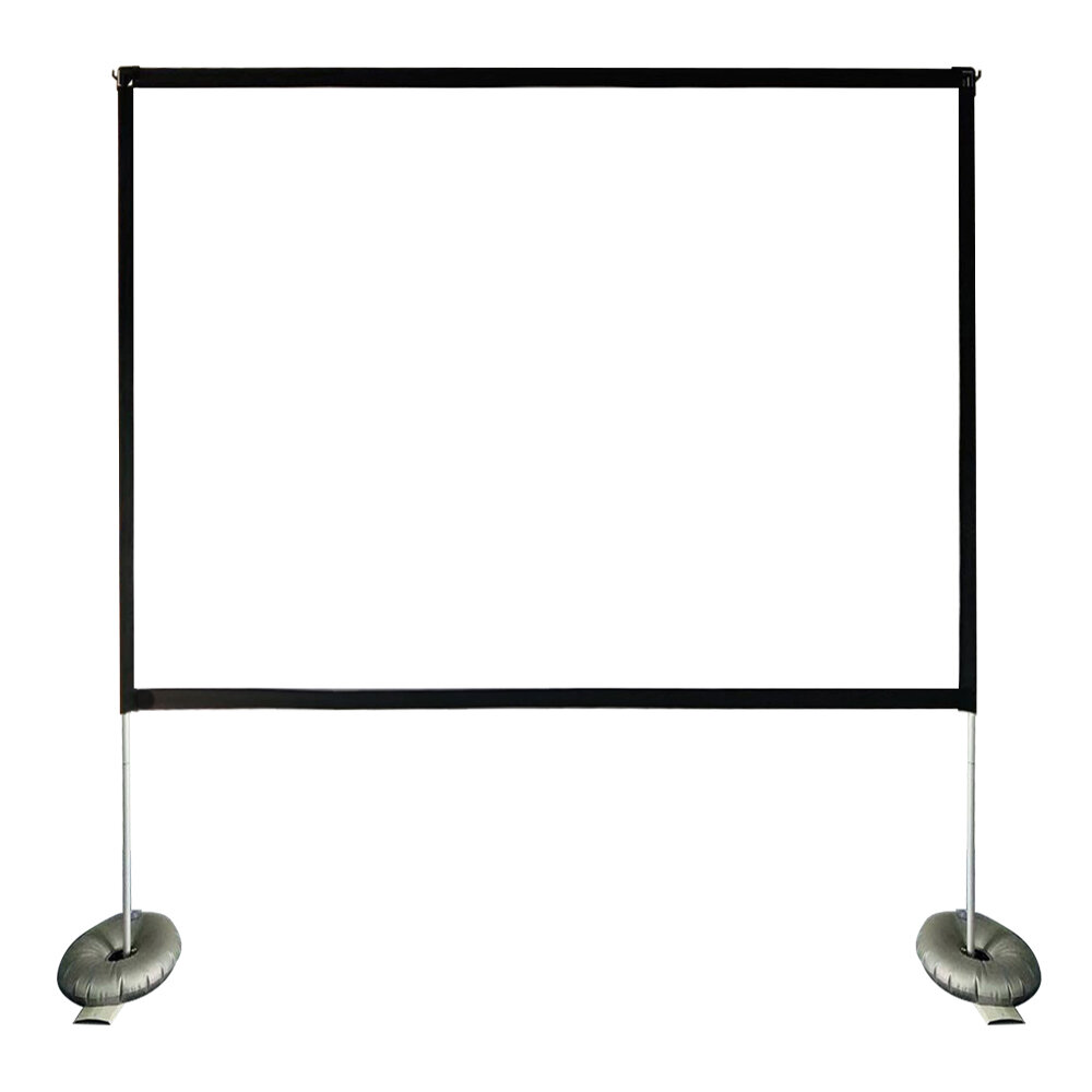 100-Inch Projector Screen with Stable Stand 16:9 Full HD Portable Polyester White Elastic Screen Aluminum Tube Alloy Fra