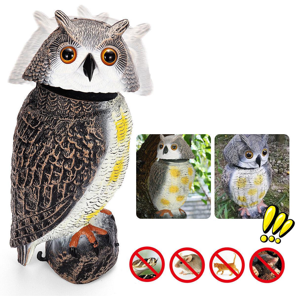 

Rotating Head Simulation Owl Realistic Rodent Deterrent Scare Outdoor Garden Hunting Decoy