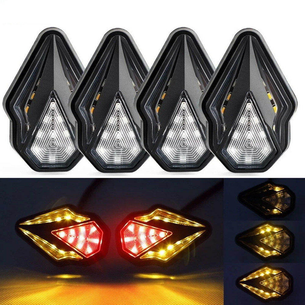 Paar 12V Diamond Shaped Dual Lights LED Motorcycle Turn Waarschuwing Waterdicht Dagrijlicht