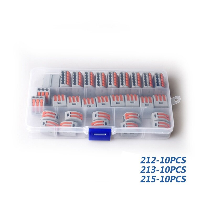 

HORD® 30Pcs 2/3/5 Holes 212 Fast Terminal Block 213 Wire Connector 215 Terminal Block with Plastic Box