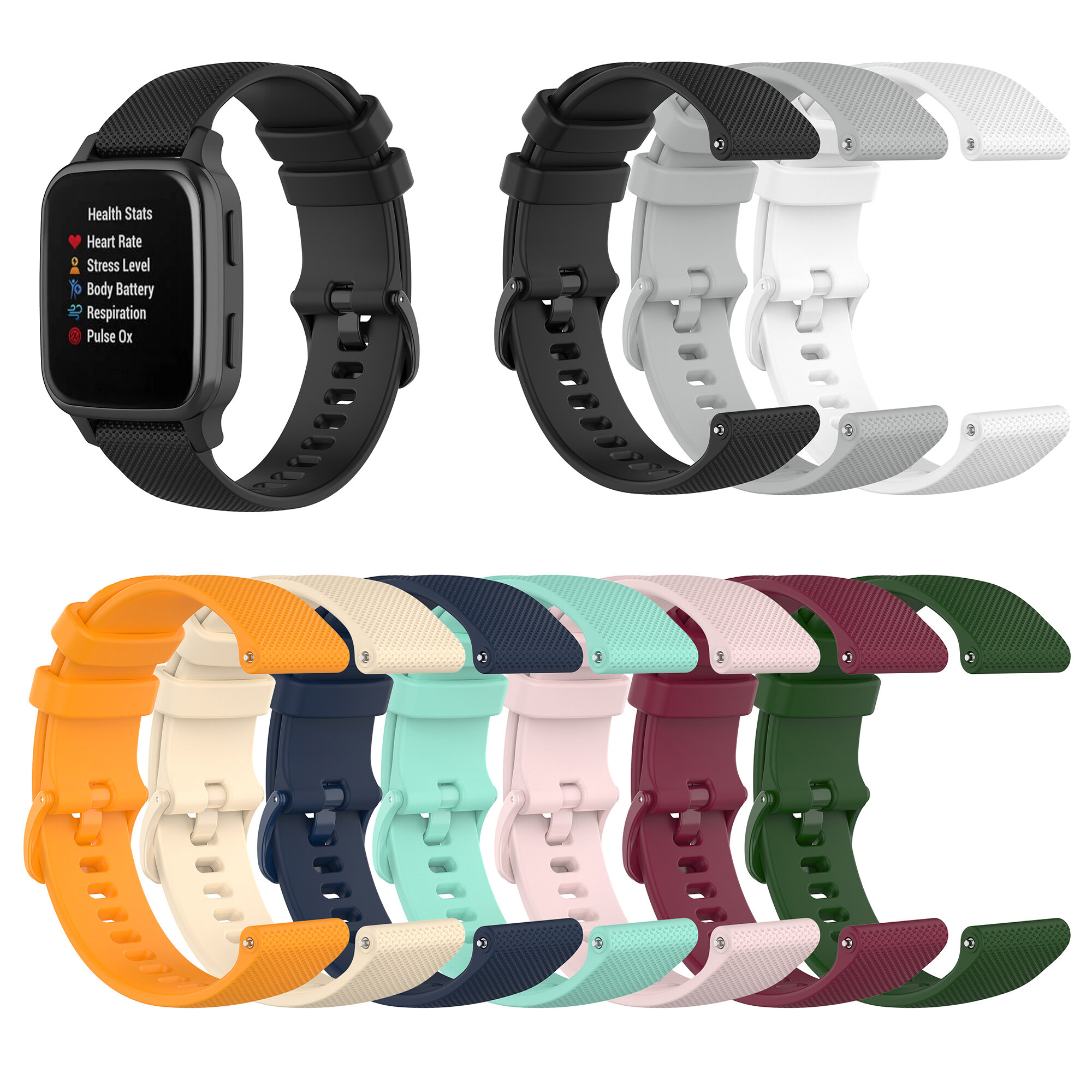 

20mm Width Soft Silicone Watch Band Watch Strap Replacement for ‎Garmin Venu SQ BW-HL1 HL2 Haylou LS02 Zeblaze GTS