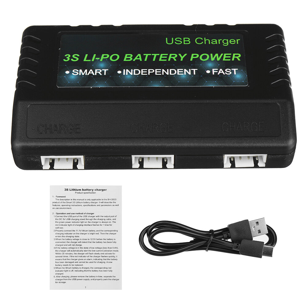 Bmax BH-3S03 3 Channel Smart Battery Charger for 11.1V 3S LiPo Li-ion Battery