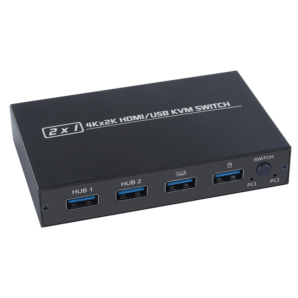 AIMOS AM-KVM 201CL 2-in-1 HDMI/USB KVM Switch Support HD 2 Hosts Share 1 Monitor/Keyboard & Mouse Set KVM Switch