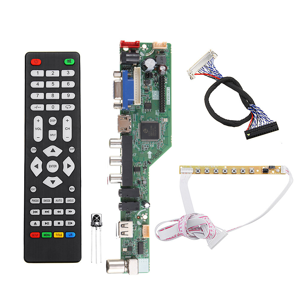 

T.SK105A.03 Universal LCD LED TV Controller Driver Board TV/PC/VGA/HDMI/USB+7 Key Button+2ch 8bit 30 LVDS Cable