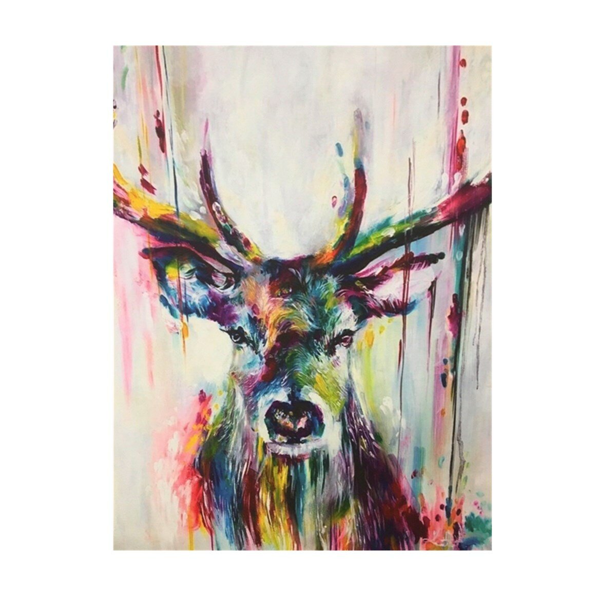 

1Pc Wall Decorative Painting Colourful Stag Canvas Print Wall Decor Art Pictures Frameless Wall Hanging Decorations for