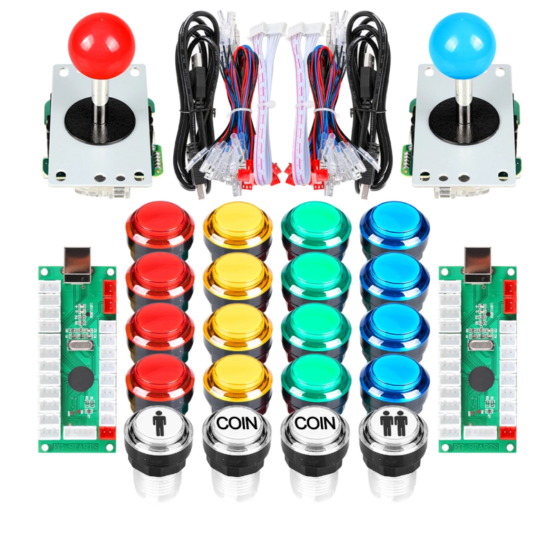 2 Speler LED Arcade DIY Kits USB Encoder naar PC Joystick + led Arcade Knoppen Schakelaar voor Raspb