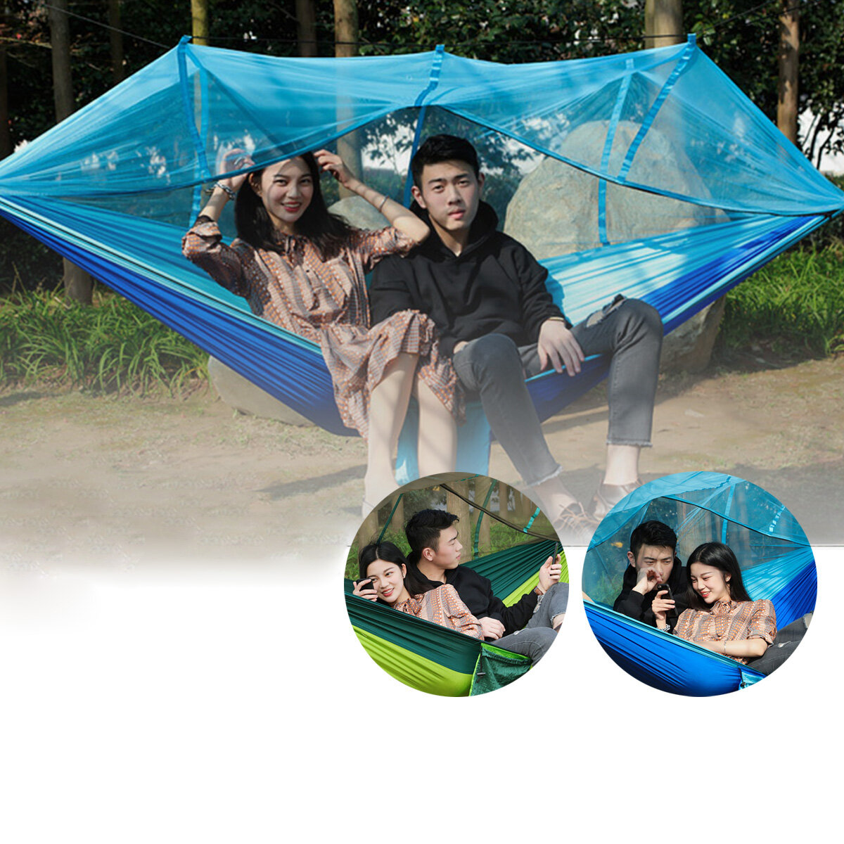 Camping Hammock with Mosquito Net Tent 2 Person Hanging Bed Swing Chair Outdoor 